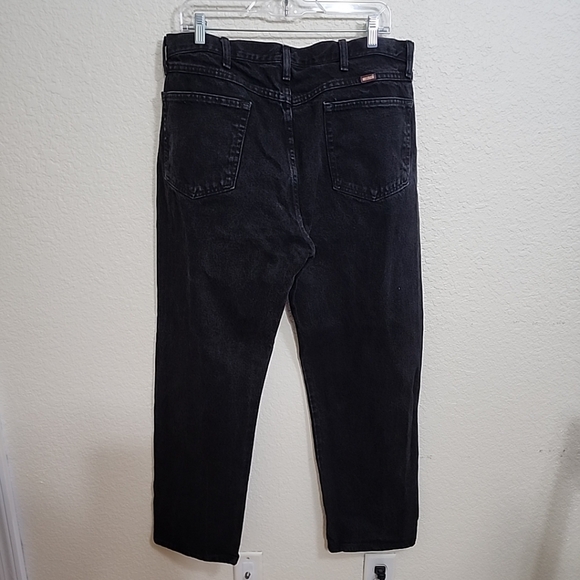 Rustler Regular Fit Straight Leg Black Denim Jeans Men's Size 38x30. - Picture 2 of 9